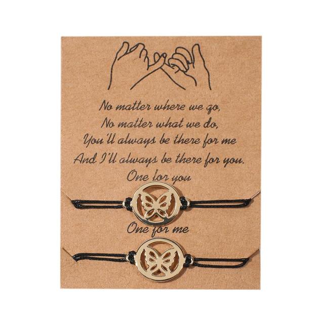 New Fashion Couple Bracelets Sun Moon Cross Sunflower Pendant Adjustable Rope Chain Bracelet Lucky Friendship Jewelry