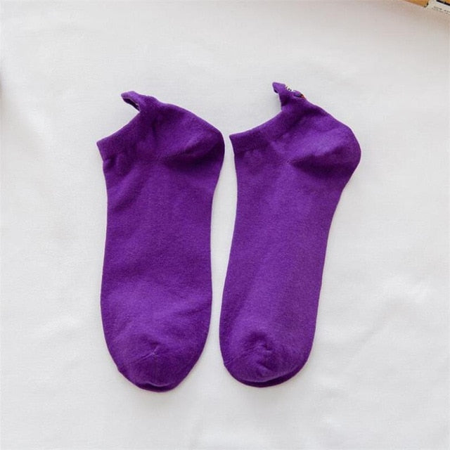 Fashion man socks cotton high quality summer korean style cartoon ankle socks men's colorful funny embroidered socks