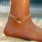 17KM Fashion Silver Color Beads Heart Anklet For Women Girls Gold Multilayer Anklets Vintage Foot Bracelet Beach 2021 Jewelry