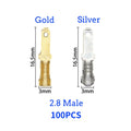 100Pcs/lot 2.8/4.8/6.3mm Female and male Crimp Terminal Connector Gold Brass/Silver Car Speaker Electric Wire Connectors Set