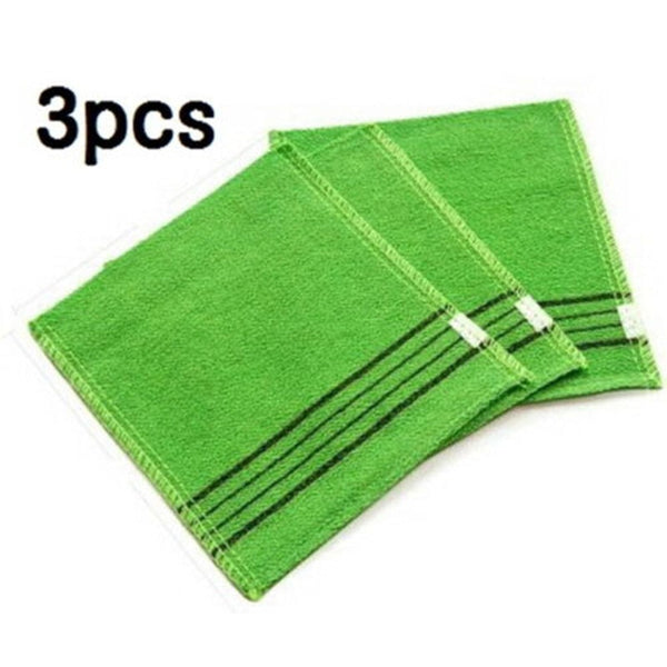 3Pcs Korean Asian Exfoliating Bath Washcloth Body Scrub Shower Wash Cloths Dead Skin Clean Wash Towel Tool