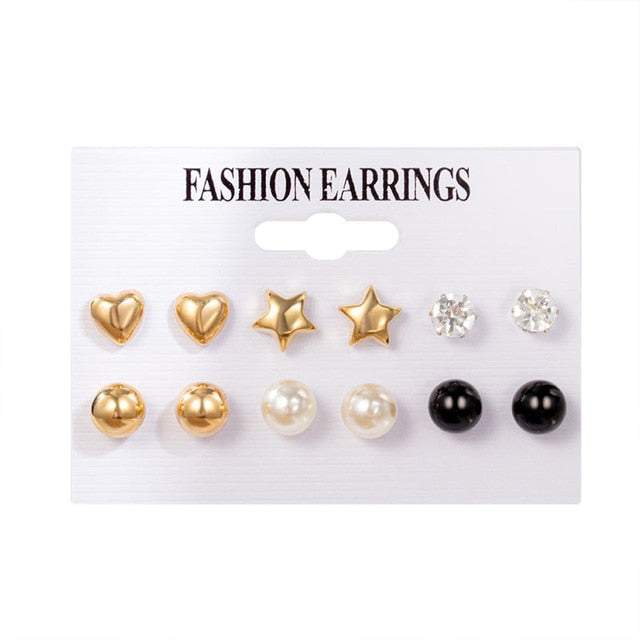 Hot Sale Fashion Bohemian Earrings Set For Women New Trendy Flower Round Geometric Metal Stud Earring 2021Trend Female Jewelry