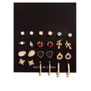 Hot Sale Fashion Bohemian Earrings Set For Women New Trendy Flower Round Geometric Metal Stud Earring 2021Trend Female Jewelry