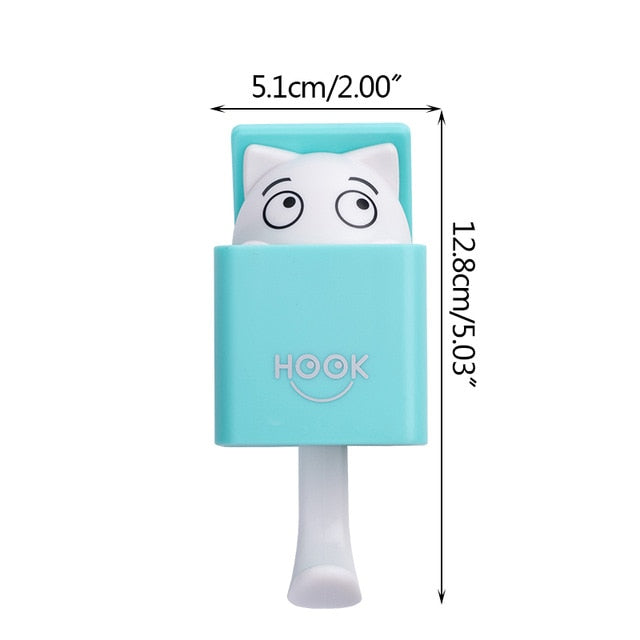 Creative Cute Hidden Cat Wall Hanging Hook for Clothes Hat Scarf Key Cute Animals Hanger Rack Wall Decoration Free Punching