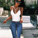 Summer 2021 Sexy party tops Backless Hollow Out Fitness Sleeveless Short Crop Tops Camisoles streetwear black lace up Crop Tops