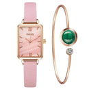 Gaiety Women Fashion Quartz Watch Bracelet Set Green Dial Luxury Women Watches Simple Rose Gold Mesh Ladies Watch Dropshipping