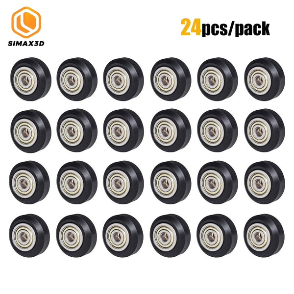 12/24pcs CNC Openbuilds Plastic POM Wheel with 625zz Idler Pulley Gear Passive Round/V-Slot Perlin Pulley Wheel for CR10 Ender 3