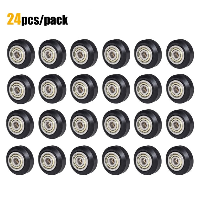 12/24pcs CNC Openbuilds Plastic POM Wheel with 625zz Idler Pulley Gear Passive Round/V-Slot Perlin Pulley Wheel for CR10 Ender 3