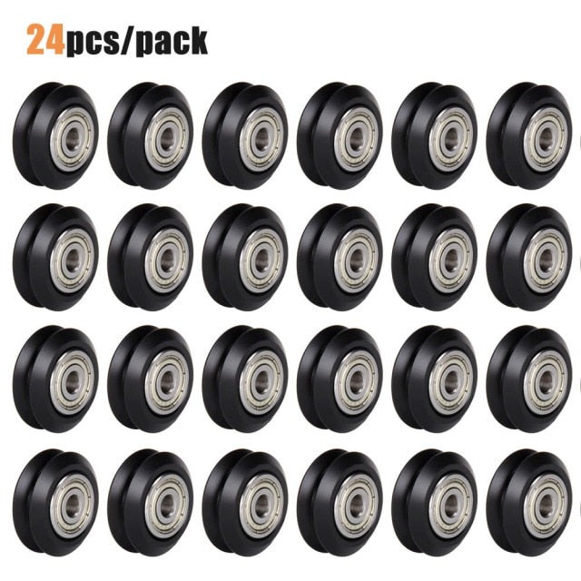 12/24pcs CNC Openbuilds Plastic POM Wheel with 625zz Idler Pulley Gear Passive Round/V-Slot Perlin Pulley Wheel for CR10 Ender 3