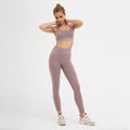2 Piece Sets Womens Ribbed Yoga Sets Fitness Bra and Seamless High Waisted Sports Leggings Workout Clothes for Women
