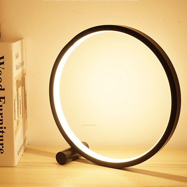 LED Table Lamp For Bedroom Circular Acrylic Desk Lamp For Living Room Black/White Dimmable Bedside Lamp Round Night Light