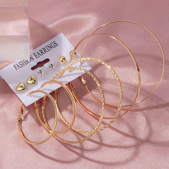 New Fashion Large Circle Hoop Drop Earrings For Women 2020 Vintage Statement Simple Gold Round Female Hanging Earrings Jewelry