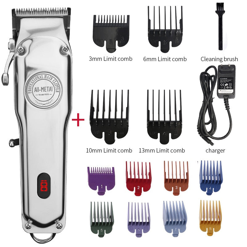 All-Metal Barber Hair Clipper Professional Electric Hair Trimmer Men Cordless Hair Cutter Machine Hair Cut Magic Rechargeable