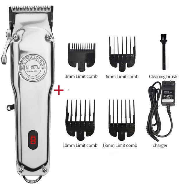 All-Metal Barber Hair Clipper Professional Electric Hair Trimmer Men Cordless Hair Cutter Machine Hair Cut Magic Rechargeable
