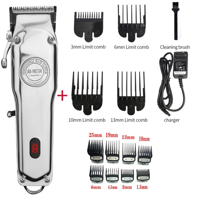 All-Metal Barber Hair Clipper Professional Electric Hair Trimmer Men Cordless Hair Cutter Machine Hair Cut Magic Rechargeable