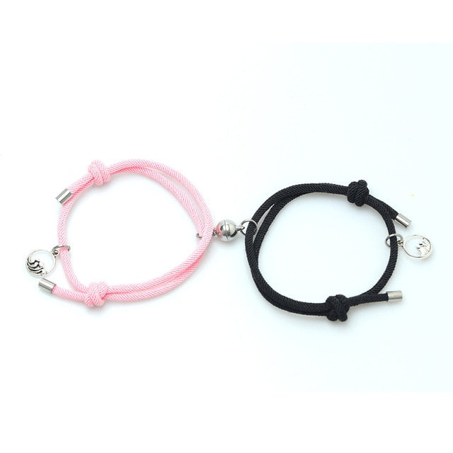 2pcs Couple Magnet Attract Each Other Creative Personality Couple Bracelet Men and Women Charm Girl Bracelet Jewelry Lover Gift