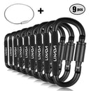 Lixada 9 PCS Survival D-ring Locking Carabiner Clip Set Screw Lock Hanging Hook Buckle Karabiner Camping Climbing Equipment
