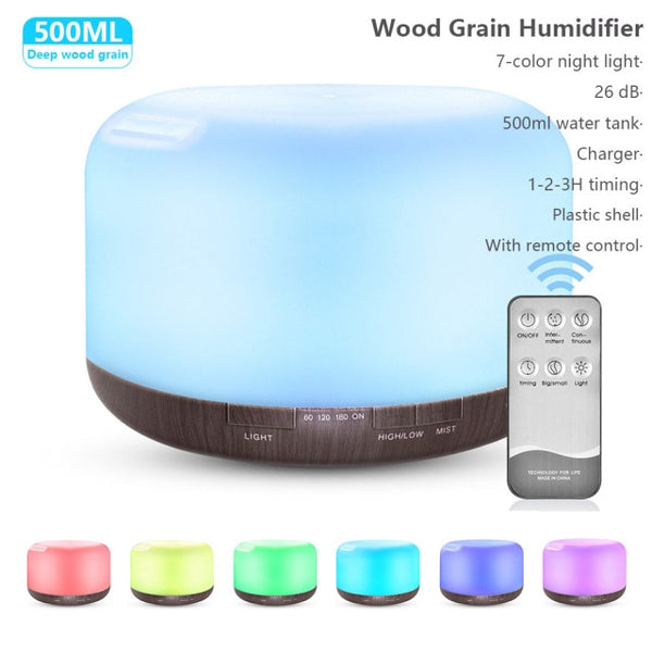 500ML Aromatherapy Diffuser Xiomi Air Humidifier with LED Light Home Room Ultrasonic Cool Mist Aroma Essential Oil Diffuser