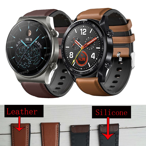 Watch Band 22mm Genuine Leather Strap For Huawei GT 2 GT2 Pro Watch Strap Replacements Honor Magic 1 2 46mm Watch Mens Strap