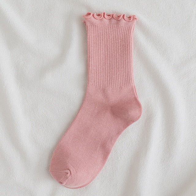 Instagram Hot Socks Women's Fashion Color Solid Socks Cotton Socks Woman Girls Casual Yellow White Green Pink Purple Socks