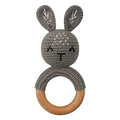 1pc Wooden Crochet Bunny Rattle Toy BPA Free Wood Ring Baby Teether Rodent Baby Gym Mobile Rattles Newborn Educational Toys
