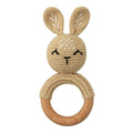 1pc Wooden Crochet Bunny Rattle Toy BPA Free Wood Ring Baby Teether Rodent Baby Gym Mobile Rattles Newborn Educational Toys