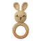 1pc Wooden Crochet Bunny Rattle Toy BPA Free Wood Ring Baby Teether Rodent Baby Gym Mobile Rattles Newborn Educational Toys