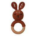 1pc Wooden Crochet Bunny Rattle Toy BPA Free Wood Ring Baby Teether Rodent Baby Gym Mobile Rattles Newborn Educational Toys