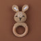 1pc Wooden Crochet Bunny Rattle Toy BPA Free Wood Ring Baby Teether Rodent Baby Gym Mobile Rattles Newborn Educational Toys