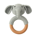 1pc Wooden Crochet Bunny Rattle Toy BPA Free Wood Ring Baby Teether Rodent Baby Gym Mobile Rattles Newborn Educational Toys