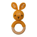 1pc Wooden Crochet Bunny Rattle Toy BPA Free Wood Ring Baby Teether Rodent Baby Gym Mobile Rattles Newborn Educational Toys