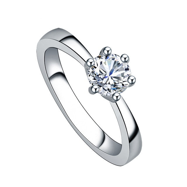 Fashion Luxury Crystal Engagement Ring for Women AAA White Cubic Zirconia Silver color Rings 2020 Wedding Trend Female Jewerly