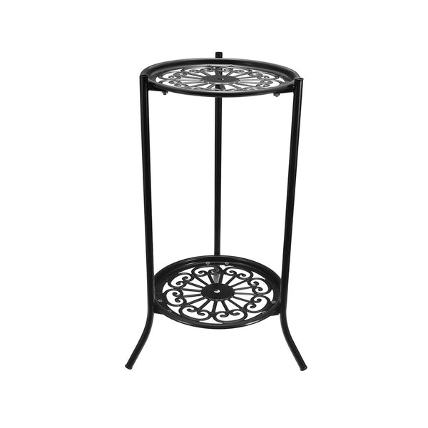 2 Holder Flower Stand Metal Plant Pot Stand Flower Display Shelf Garden Patio Home Black Flower Tray Home Decoration Accessories