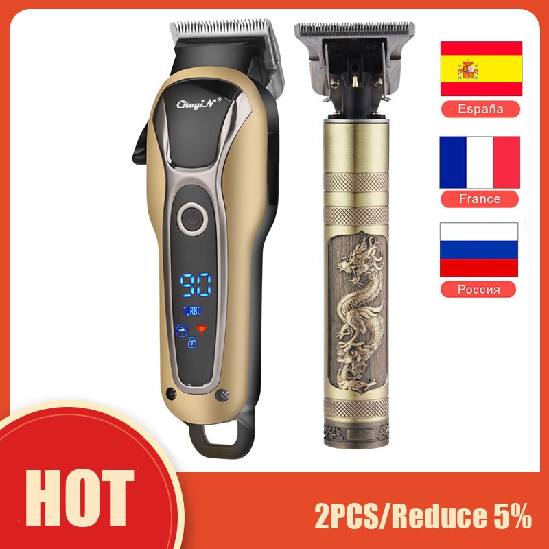 Professional Men's Hair Clipper Electric Beard Trimmer Kit LED Display Hair Cutting Blade USB Rechargeable Machine Hair Styling