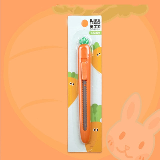 Novelty Fruit Carrot Utility Knife Mini Kawaii Portable Craft Wrapping Box Paper Envelope Cutter Knife Letter Opener Tools