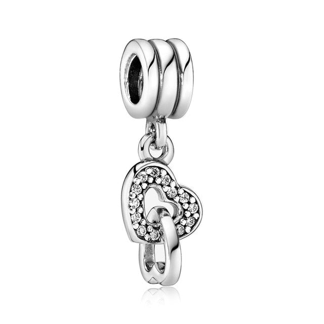 AIFEILI Silver Color Lucky Cat Lion Safety Chain Crown Owl Pendant Fit Pandora Charms Bracelet DIY Women Original Beads Jewelry