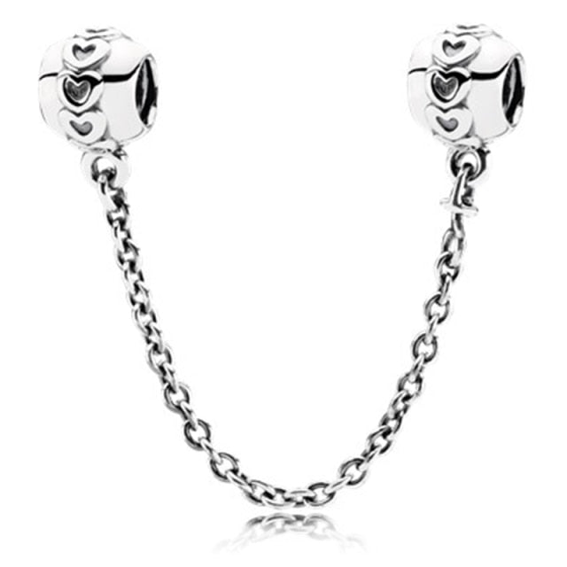 AIFEILI Silver Color Lucky Cat Lion Safety Chain Crown Owl Pendant Fit Pandora Charms Bracelet DIY Women Original Beads Jewelry