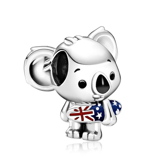 AIFEILI Silver Color Lucky Cat Lion Safety Chain Crown Owl Pendant Fit Pandora Charms Bracelet DIY Women Original Beads Jewelry