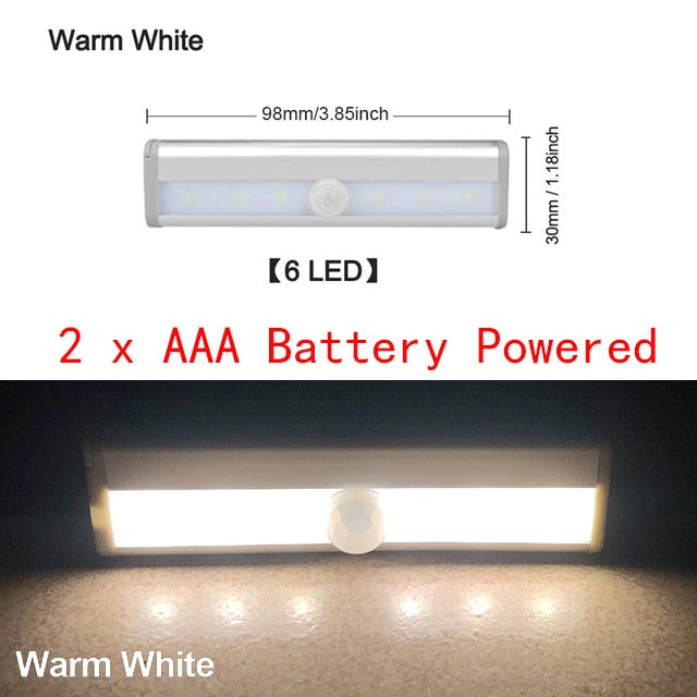 LED Motion Sensor Closet Light 6 10 24 40 60 LEDs Under Cabinet Light Magnetic Night Lamp For Kitchen Stairs Wardrobe Cupboard