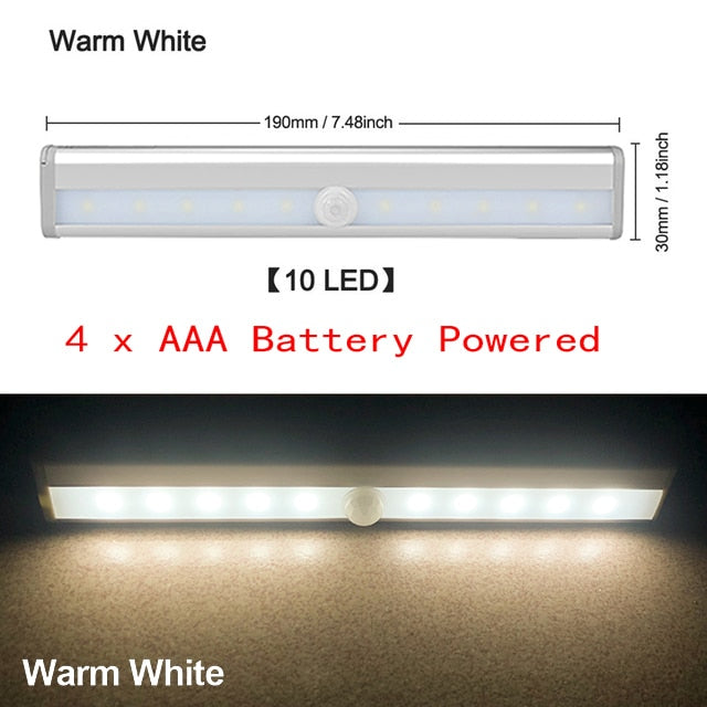 LED Motion Sensor Closet Light 6 10 24 40 60 LEDs Under Cabinet Light Magnetic Night Lamp For Kitchen Stairs Wardrobe Cupboard