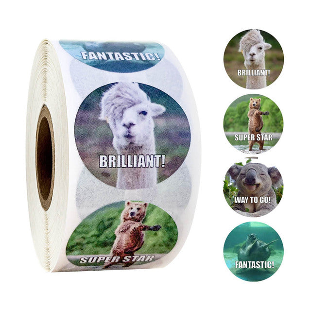 50-500pcs zoo Animals cartoon Stickers for kids classic toys sticker school teacher reward sticker 8 designs pattern tiger