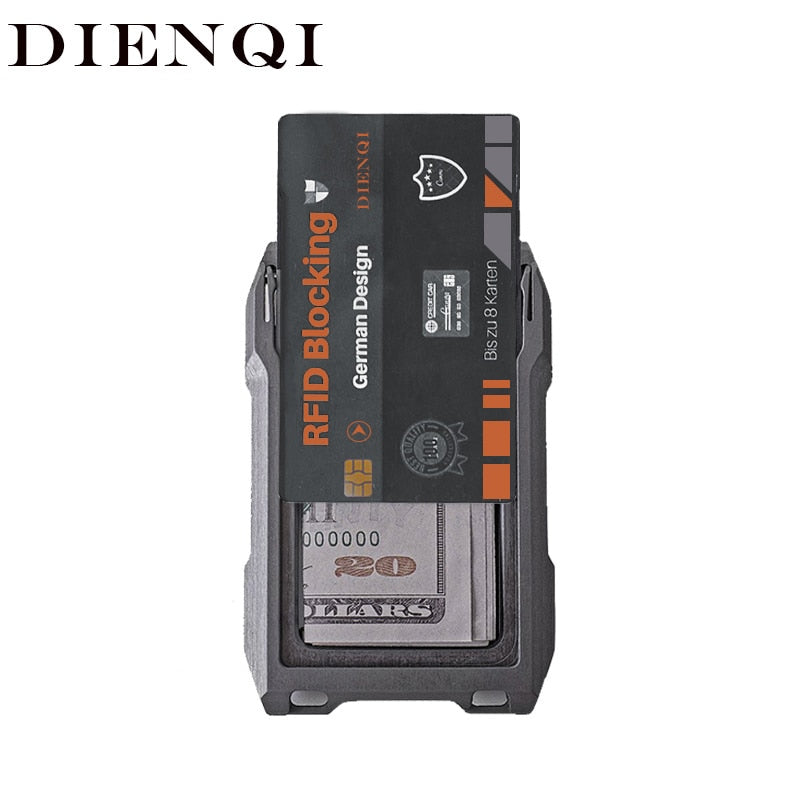DIENQI RFID Metal Cardholder Wallet Men Business Badge Credit Card Holder Small Aviator Minimalist Wallet for Card Man Tarjetero