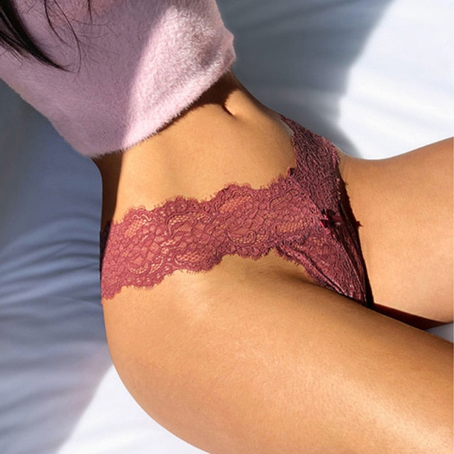 Sexy Lace Thong Womens Panties Seamless T Panty Mesh Underpant Floral G-String Ladies Lingerie Women Transparent Erotic Panties