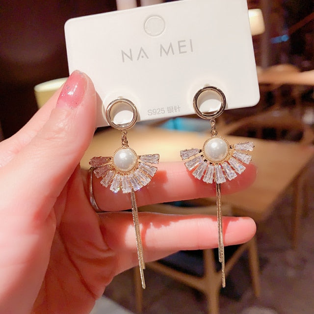 Tassel earrings high sense of 2020 new trendy earrings female Korean long fashion earrings elegant exquisite Women's Earrings