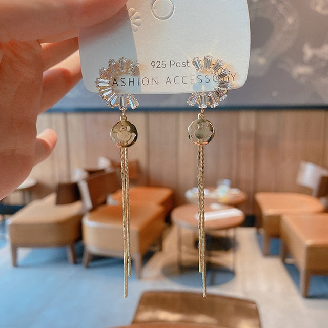 Tassel earrings high sense of 2020 new trendy earrings female Korean long fashion earrings elegant exquisite Women's Earrings