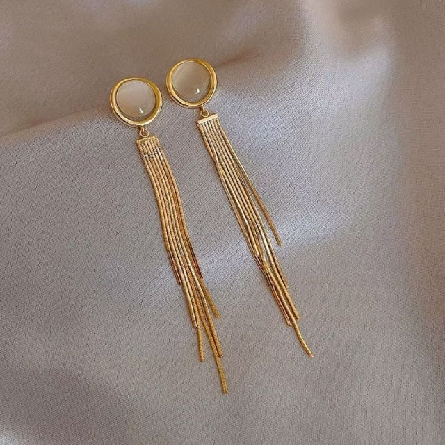 Tassel earrings high sense of 2020 new trendy earrings female Korean long fashion earrings elegant exquisite Women's Earrings