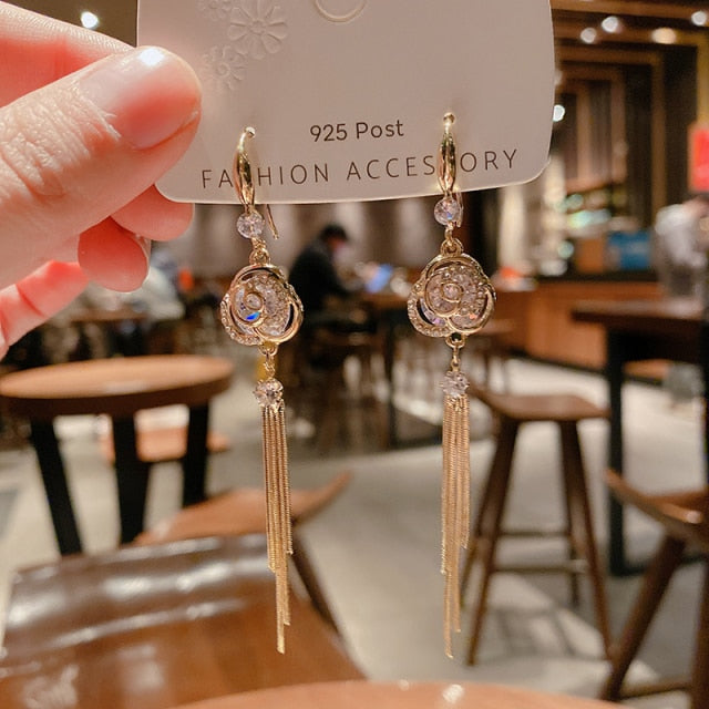 Tassel earrings high sense of 2020 new trendy earrings female Korean long fashion earrings elegant exquisite Women's Earrings