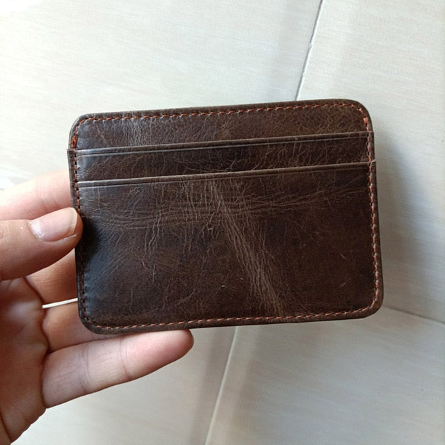 New Arrival Vintage Men's Genuine Leather Credit Card Holder Small Wallet Money Bag ID Card Case Mini Purse For Male