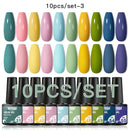 Mtssii 10Pcs/set Color Gel Nail Polish Set 100 Colors Semi Permanent UV Led Gel Varnish Soak Off Nail Lacquers Base Top Coat