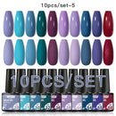 Mtssii 10Pcs/set Color Gel Nail Polish Set 100 Colors Semi Permanent UV Led Gel Varnish Soak Off Nail Lacquers Base Top Coat